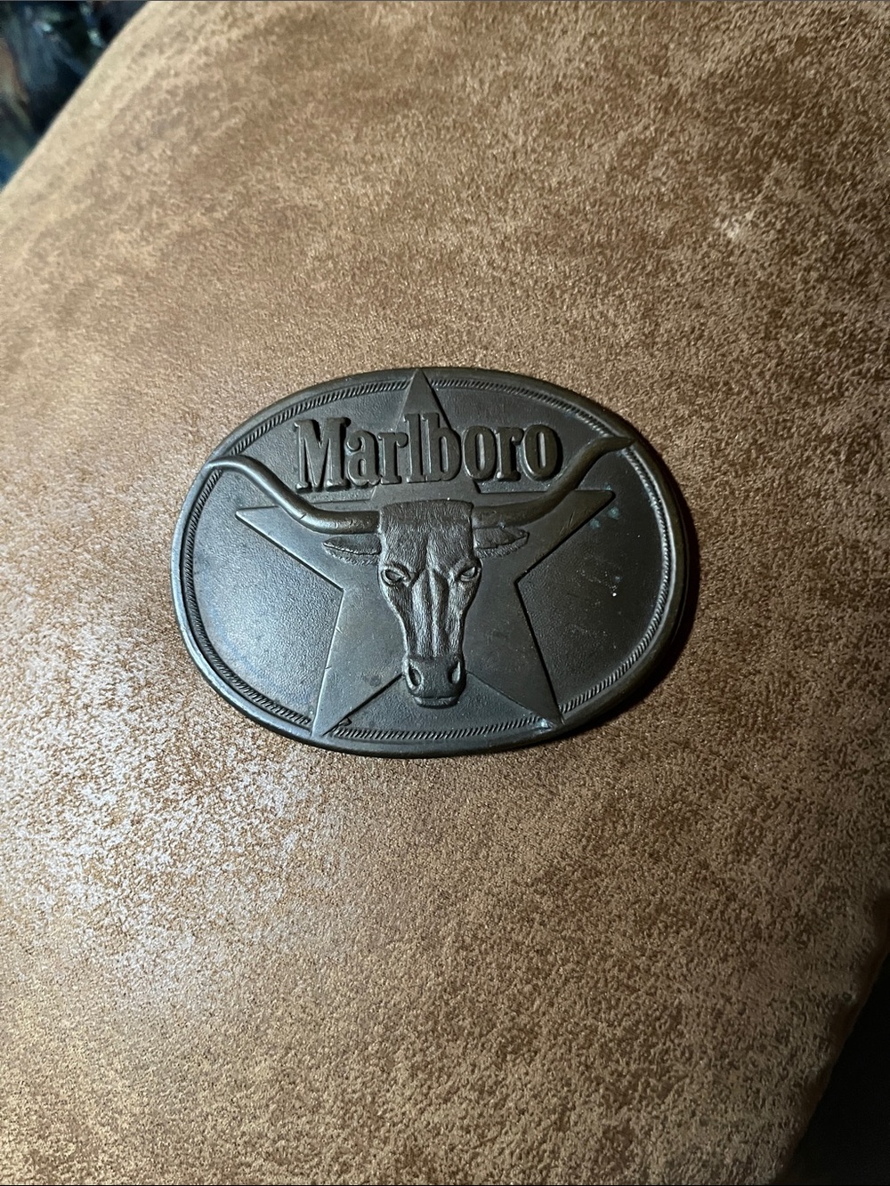 Marlboro Solid Brass Vintage 1987 Western Longhorn Belt Buckle